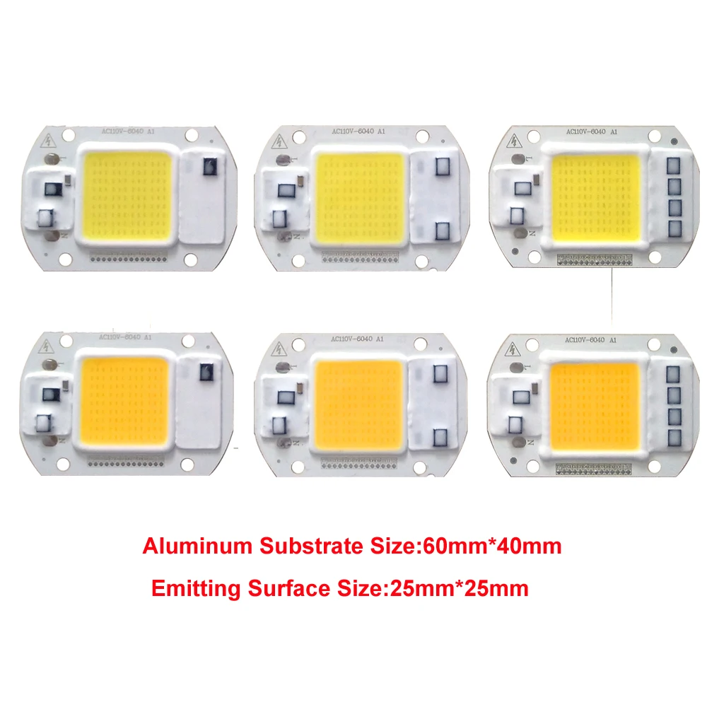 10 шт./лот LED COB Chip лампа 20 Вт 30 50 AC110V 220 В IP65 Smart IC подходит для DIY прожектора уличная