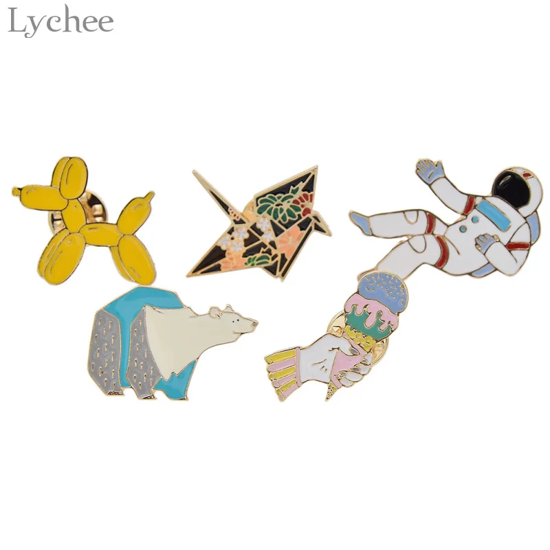 Эмалированная металлическая брошь Lychee Life 5 шт./компл. в виде астронавта
