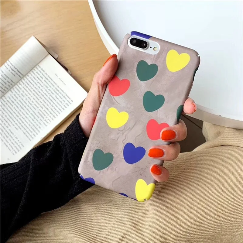 Color Small Love Phone Case for iphone 6 6s 7 8Plus All-inclusive Shatter-resistant Water Hard Cover XS Max XR X |