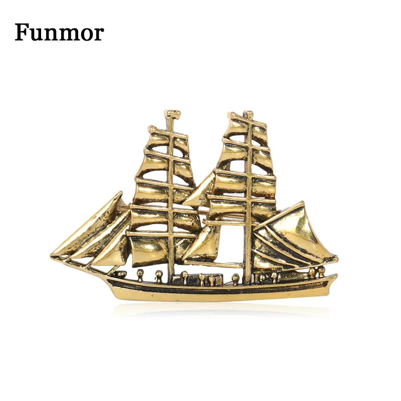 Мужская и женская Винтажная брошь Funmor в стиле ретро виде лодки золотого