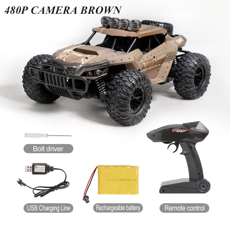 480p-camera brown Радиоуправляемые автомобили 1:18 внедорожный Радиоуправляемый гоночный автомобиль TPR 2,4 ГГц рулевое управление высокоскоростные радиоуправляемые гоночные автомобили с камерой 720p Детские грузовики лучший подарок - Цвет: 480p-camera brown