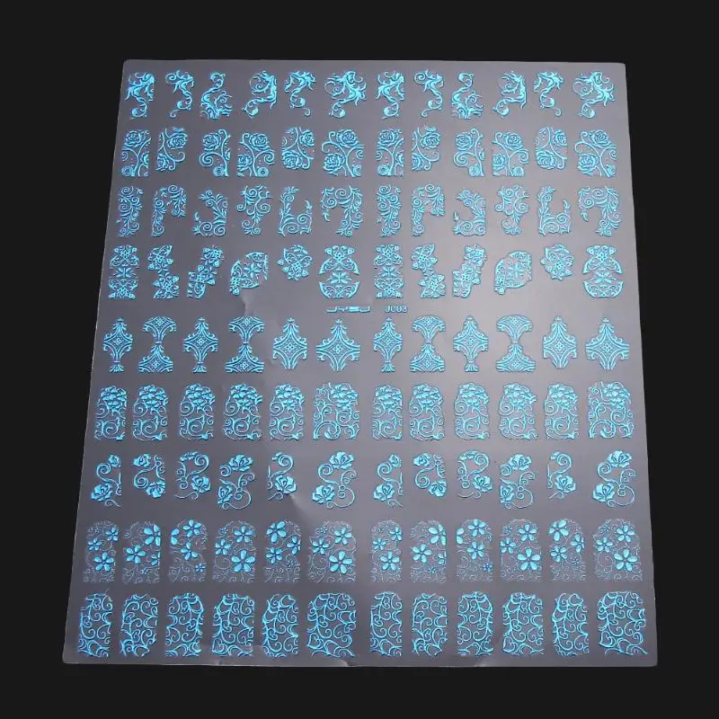 Sky Blue 108 лист 3D DIY наклейки для ногтей Золотой Серебряный Розовый цветок дизайн наклейки для ногтей Наклейка Типсы для маникюра Дизайн Наклейка - Цвет: Sky Blue