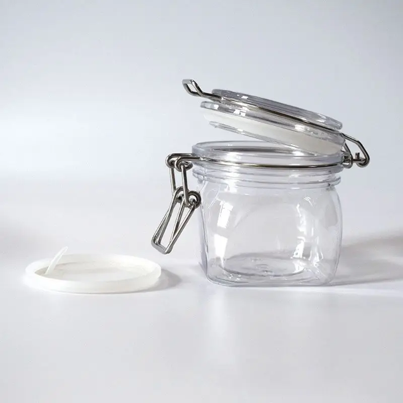 Пластиковая квадратная Зажимная банка для хранения 400 мл с герметичной крышкой |