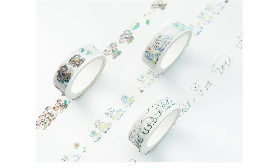 1X 15 мм* 7 м милые животные белый медведь васи лента DIY украшения Скрапбукинг планировщик Маскировочная лента клейкая лента наклейка канцелярские товары