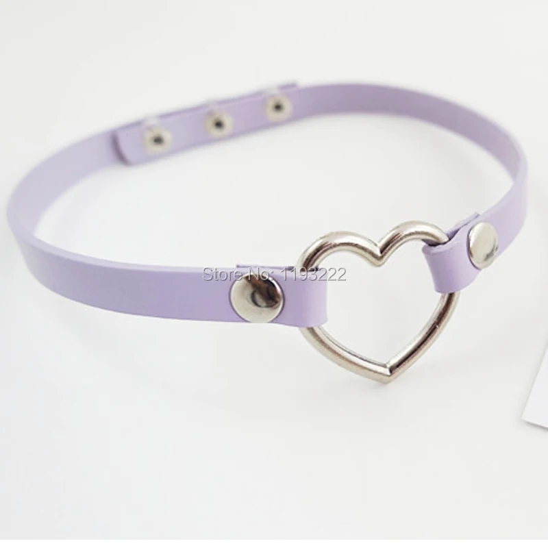 100% Handcrafted Girl Punk Rock Amo Gothic Real Leather Heart Choker Collar Necklace | Украшения и аксессуары
