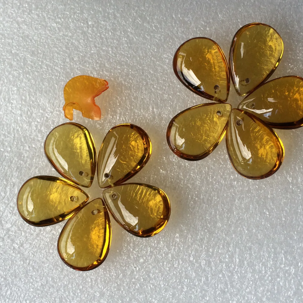 

30 шт./лот оптовая цена 22*18 мм красивые хрустальные янтарные стеклянные гладкие подвески в форме капли для украшения рождественской елки сво...