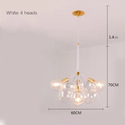 4 Heads White IKVVT современные E27 подвесной светильник s Прозрачный Стекло 3/4/6 головок подвесной светильник для Обеденная Гостиная домашний Декор Светильник настенные светильники - Цвет корпуса: 4 Heads White