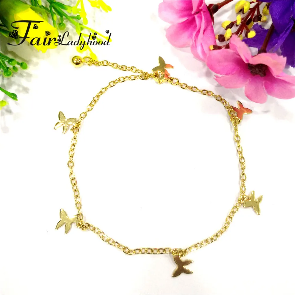 Браслет женский из нержавеющей стали с подвесками в виде бабочек Подвески узором