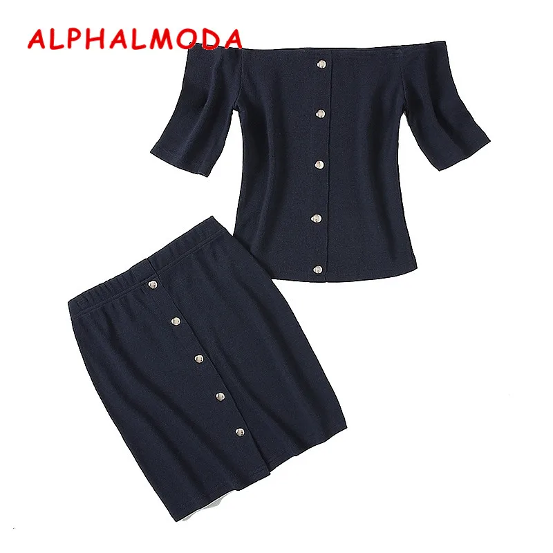 Женский комплект ALPHALMODA однобортный пуловер с коротким рукавом и короткая