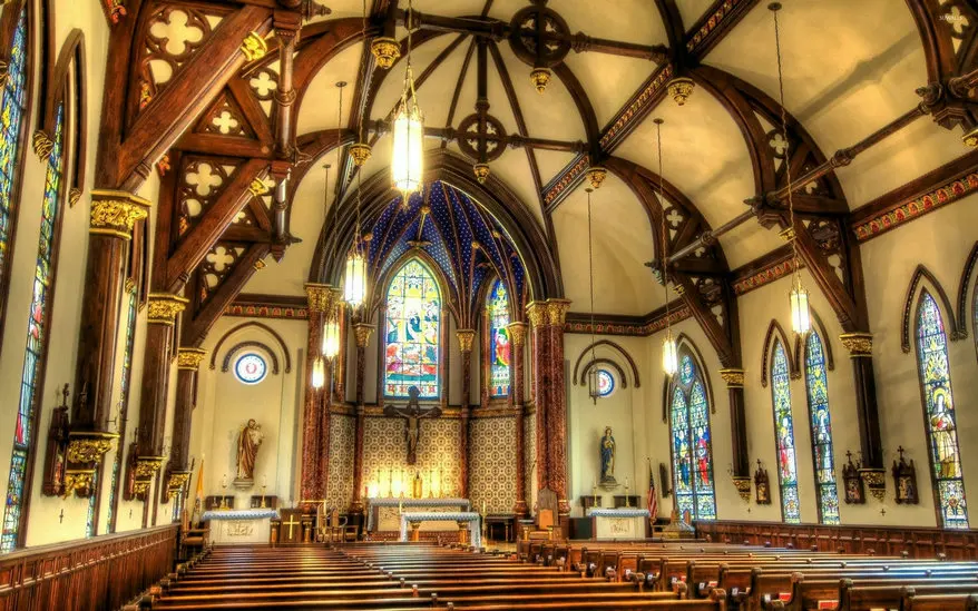 

Catholic Church Column Chandelier backdrops High quality Computer print wedding backgrounds
