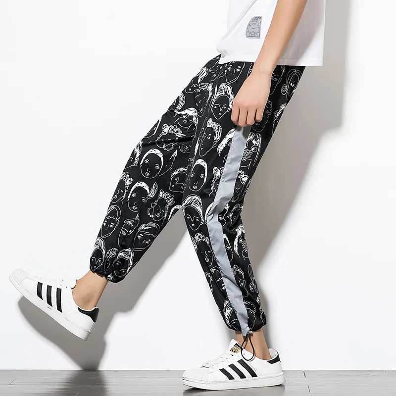 Funny Print Loose Casual Pants Men's Beam Foot Harem Comics Printed Joggers Men Hip Hop Streetwear Trousers | Мужская одежда