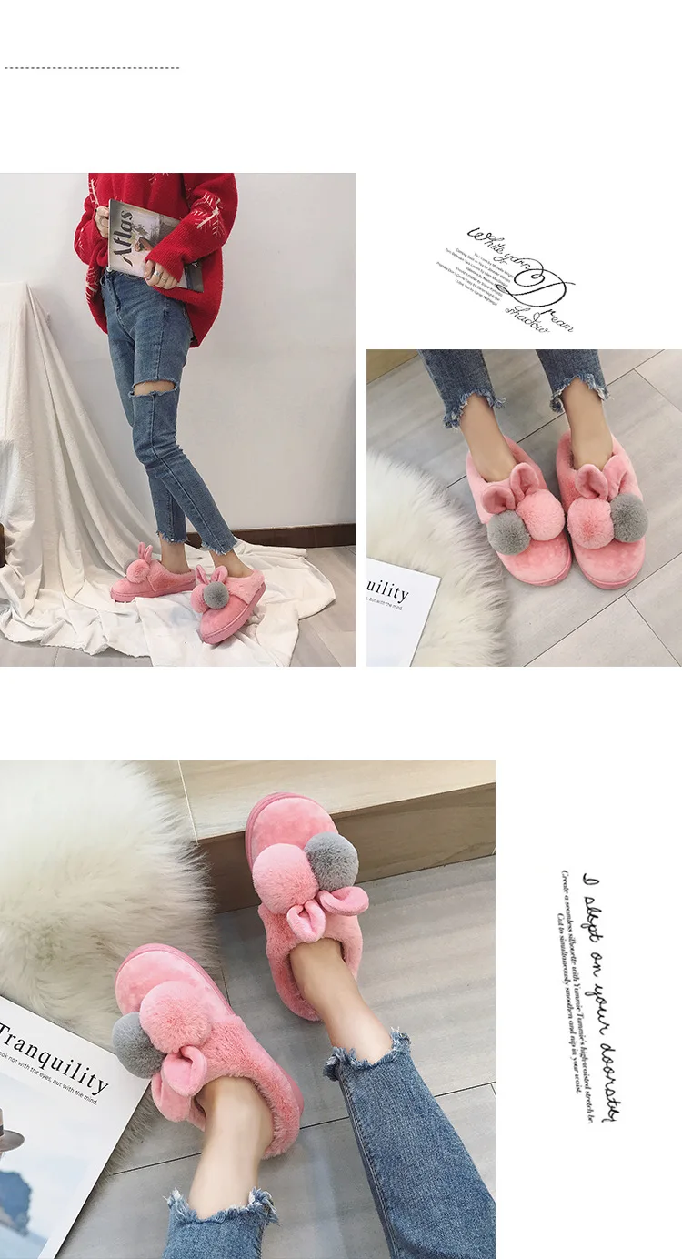BODENSEE/женские домашние тапочки из хлопка с овечкой; милые тапочки с ушками из мультфильмов; зимние домашние мягкие тапочки; женская обувь