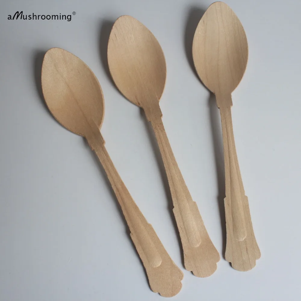 Wholesale 2000 pieces Eco-Friendly Super Large Disposable Wooden SPOON 20cm Flatware cutlery birch wood dessert | Дом и сад