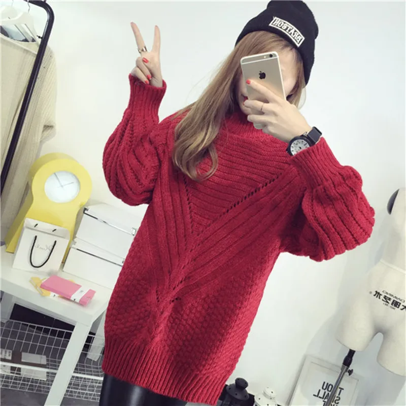 Женский вязаный свитер с длинным рукавом свободные толстые пуловеры