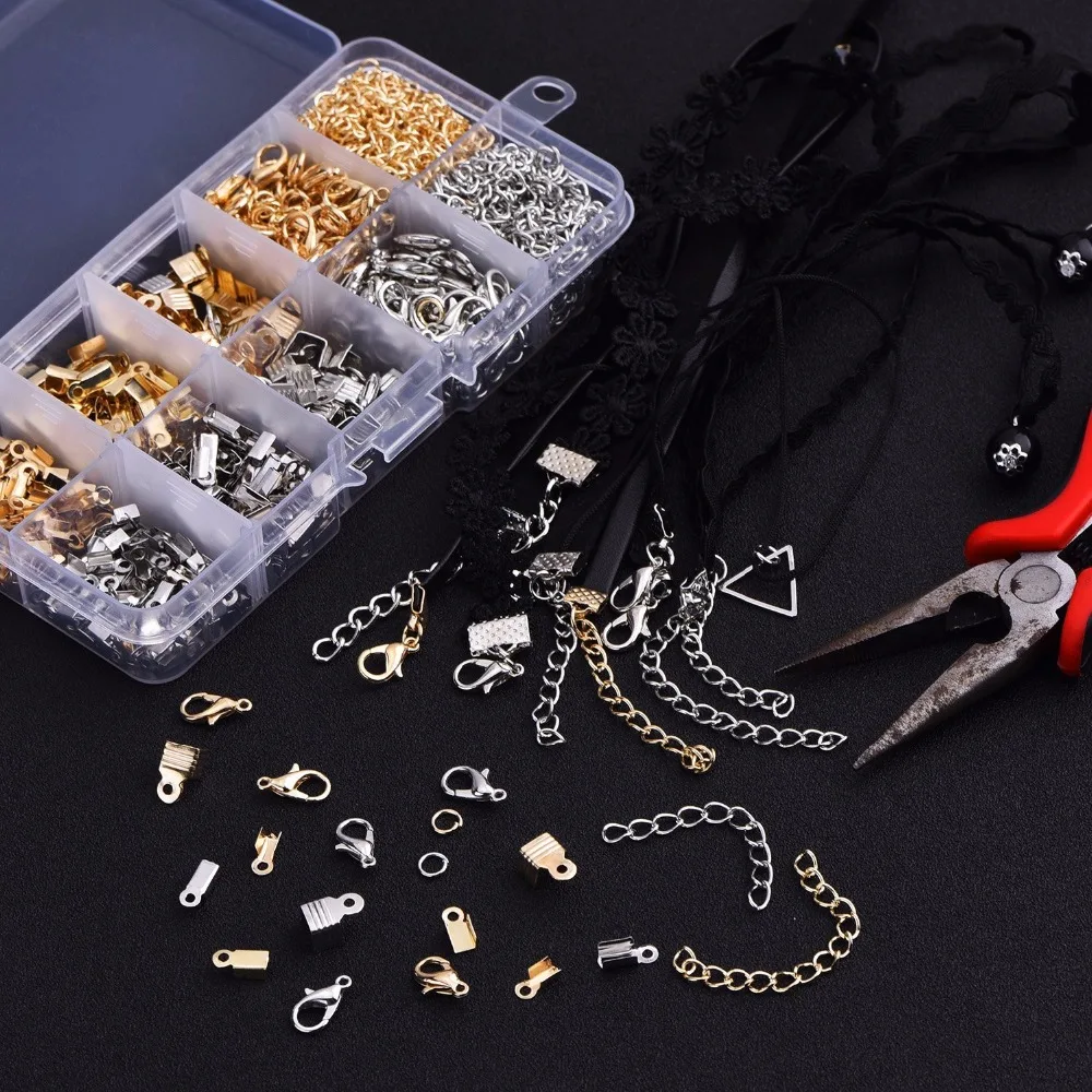 Набор аксессуаров для изготовления ювелирных изделий 1000 шт.|extension chain|chain for jewelry
