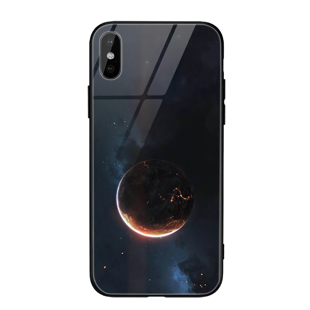 Style 9 Стеклянный чехол для телефона для iPhone 11 X XS Max XS Звездный Космический Чехол чехол для iPhone 8 7 6 6s Plus X противоударный чехол силиконовый чехол - Цвет: Style 9