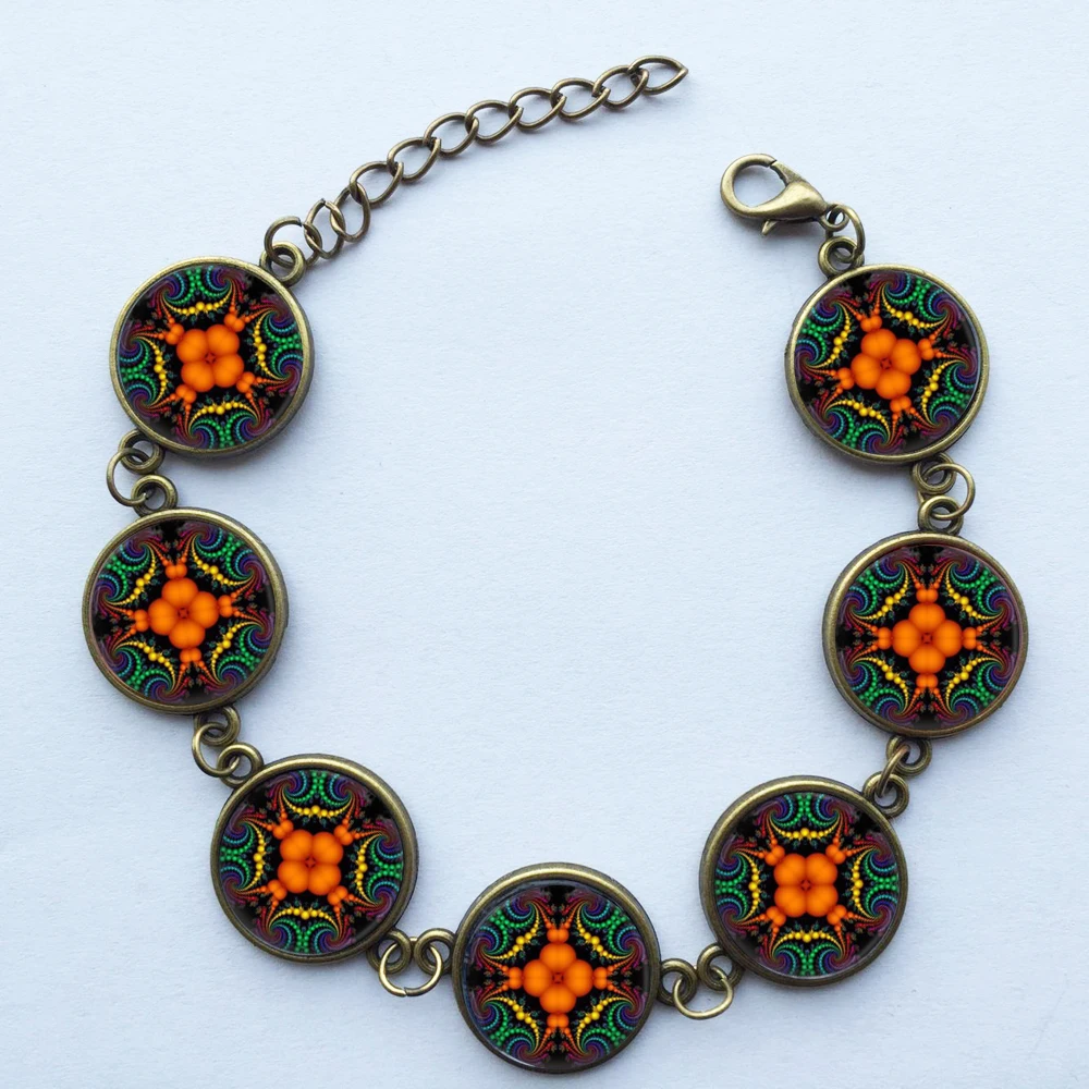 Оптовая торговля круглый стеклянный браслет Мандала со стеклянным куполом в