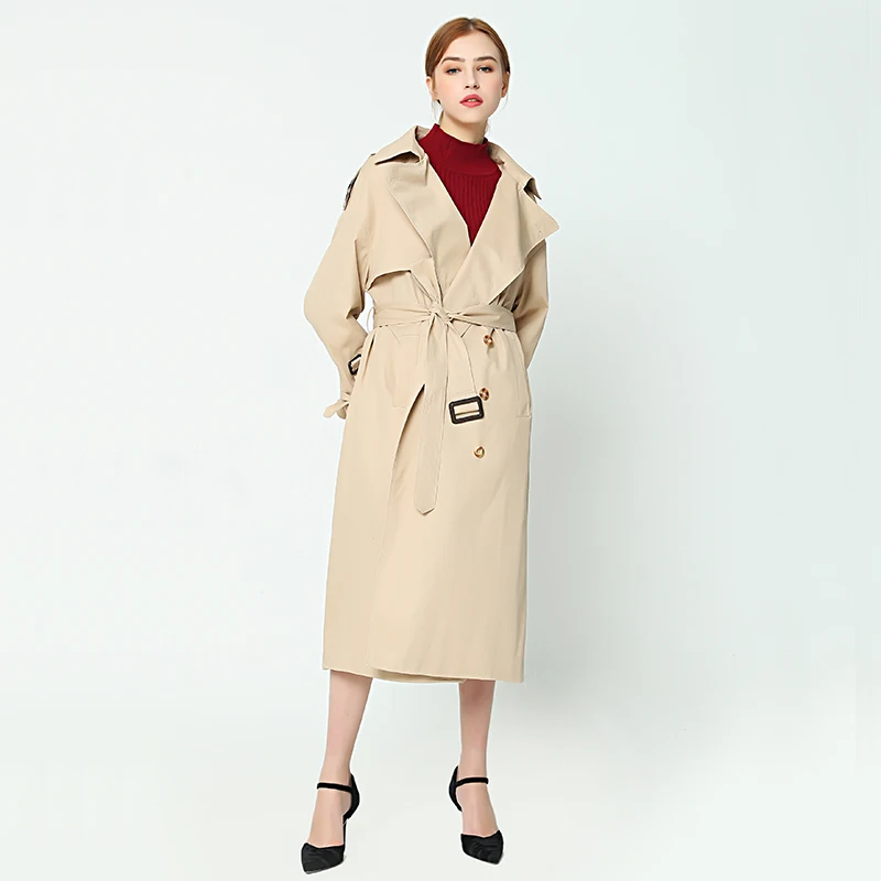 OFTBUY 2019 демисезонный Винтаж Дамы Классический длинное пальто двубортный