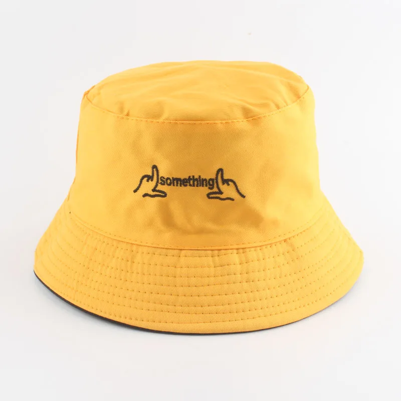 Letters Embroidery Reversible Bucket Hats For Men Women Japan and Korea Streetwear Harajuku Cap Ladies Summer Boonie Hat