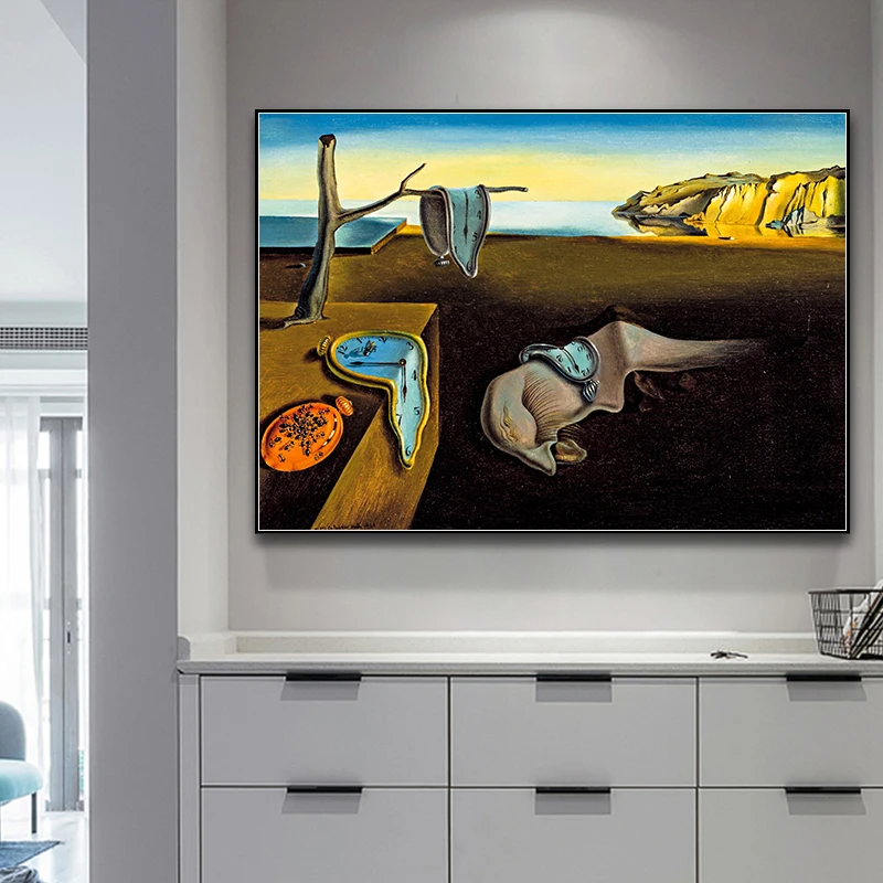Сохраняющие память часы Salvador Dali настоящий Холст с принтом постер рисунком