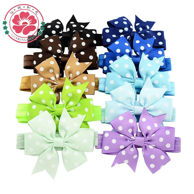 20 шт./лот повязка на голову с бантиком для волос DIY лента корсаж бант эластичные