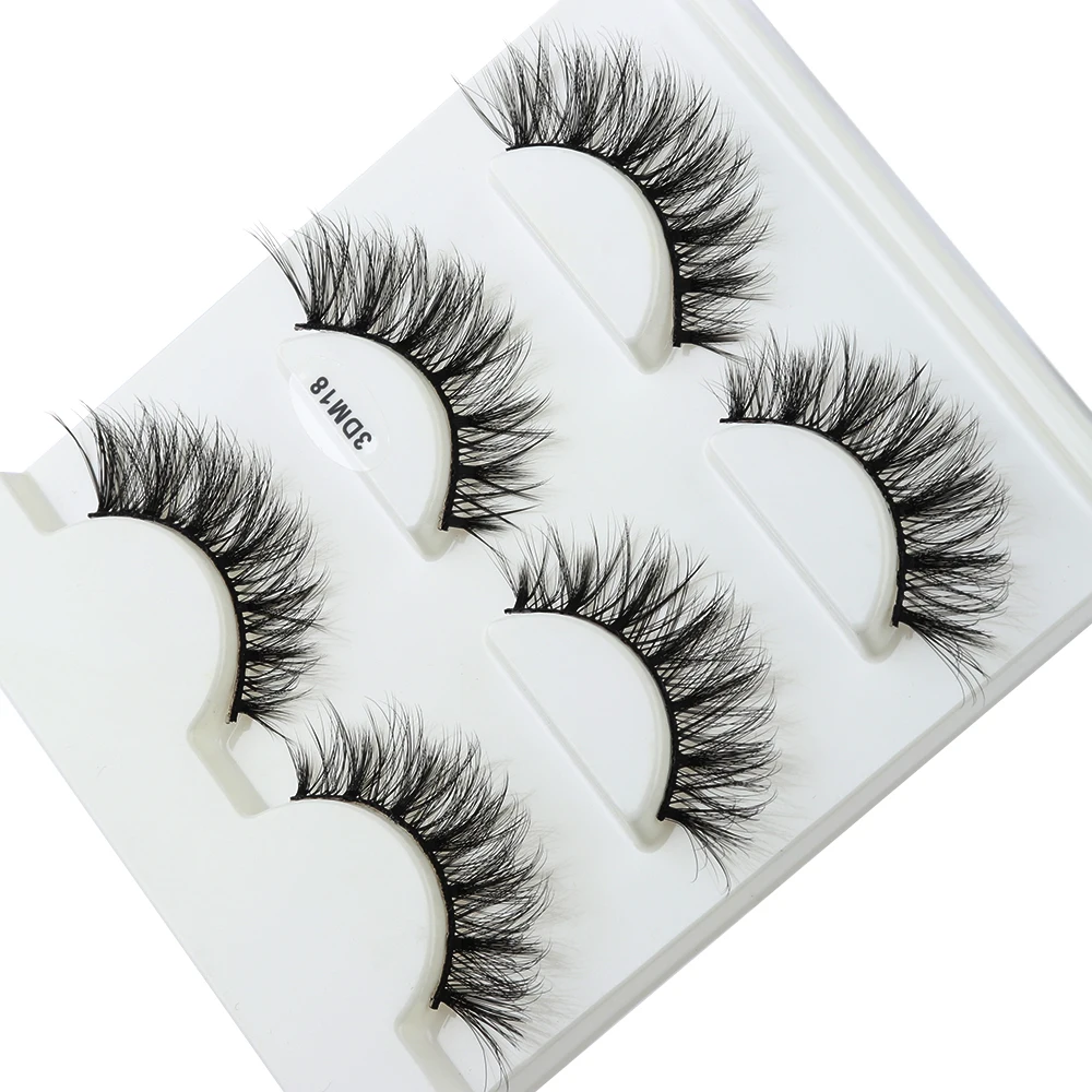 3 пары 3DM18 мягкие норковые волосы крест грязный шпион пушистые ресницы