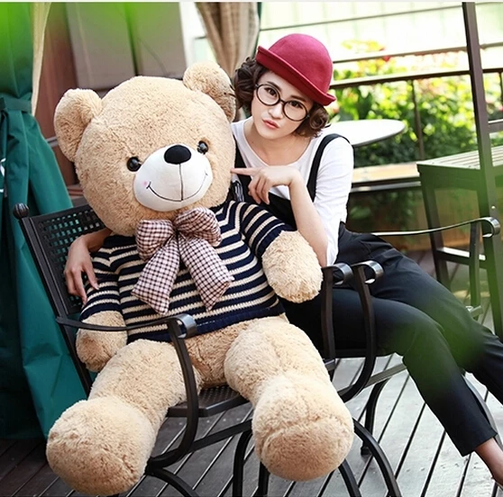 Плюшевый медведь в свитере большие размеры 120 см плюшевые игрушки стиле ретро 6