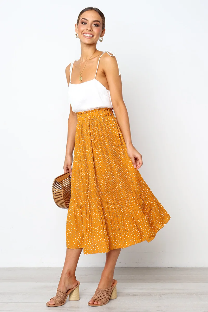 Женская летняя юбка богемная в горошек | одежда