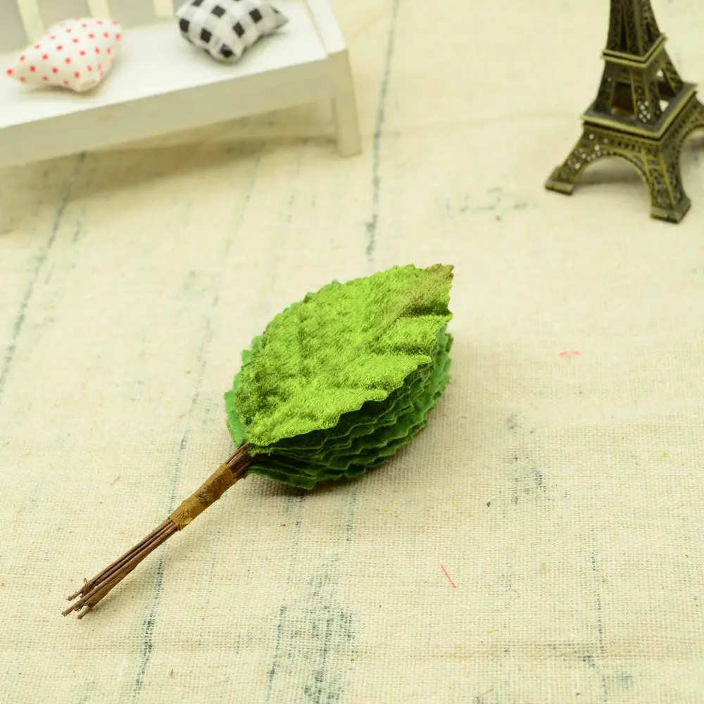 

12pcs Velvet leaf christmas decorations for home wedding party fake floristics leaves diy gifts box artificial plastic flowers