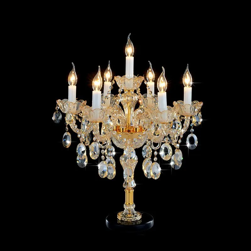 

Luxury Crystal Table Lamp Simple Wedding Room European Desk Lights Luxury Living Room Bedroom Bed Creative Study Fixtures E14