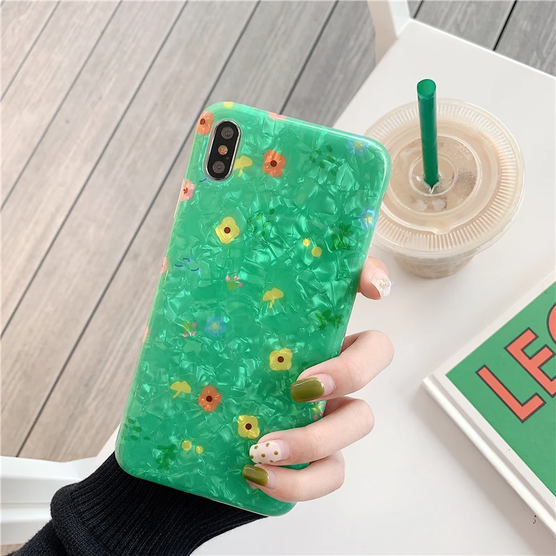 WTSZKL милый чехол для телефона с цветочным узором в виде ракушек iPhone X Xs Max Xr 8 7 6 6s Plus