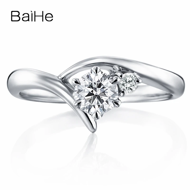 BAIHE Solid 10 K белое золото(AU417) Сертифицированный 0.25ct круглый разрезанный Муассанит помолвка Модный свадебный женский подарок ювелирные украшения кольцо