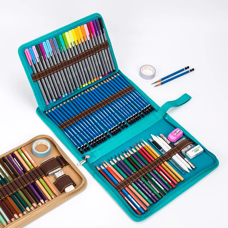 

School Pencil Case Canvas 36/48/72 Holes Pencilcase Bag Profession Pen Box Penal for Boy Girl Art Marker Storage Pouch Penalties