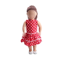 18 inch girls doll dress sleeveless printed red skirt american new born clothes baby toys fit 43 cm baby accessories c58