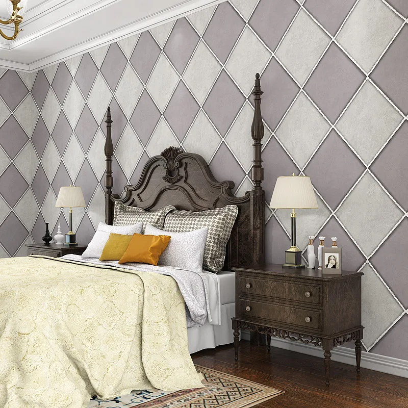 wellyu papel de parede Chinese Simple Rectangle Plaid Non-wovens Wallpapers Cozy Living Room Bedroom TV Surrounding wallpaper |