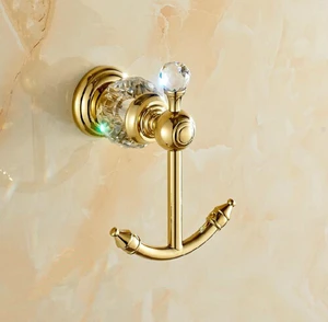 Роскошный хрустальный и латунный золотой крючок для ванной комнаты, вешалка для полотенец, крючок для одежды, аксессуары для ванной комнаты