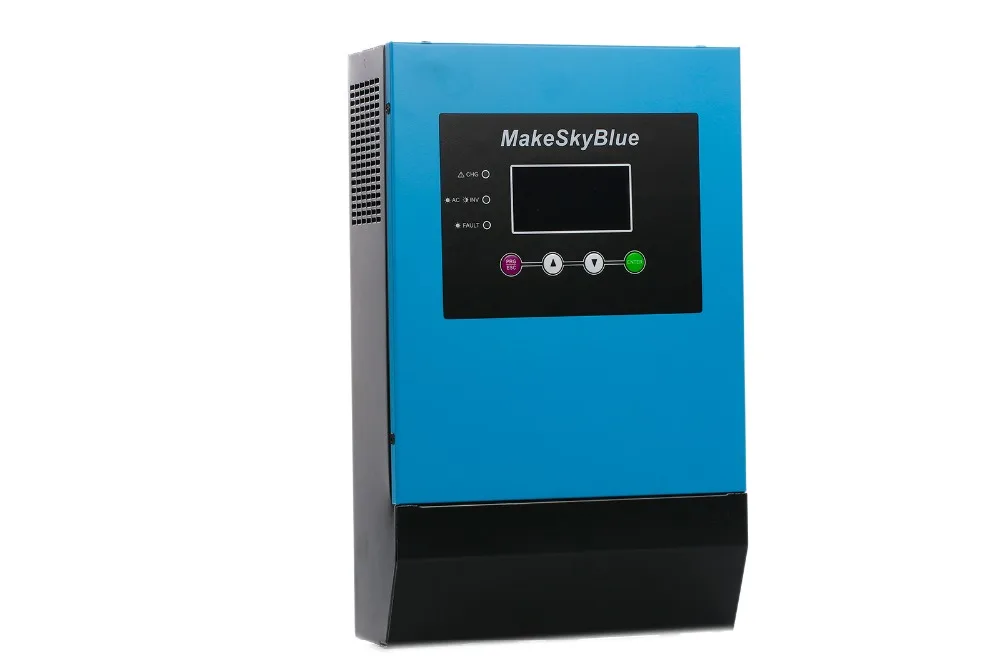 MakeSkyBlue 2 кВА 3 кВА Гибридный MPPT солнечный инвертор 12 В 24 в 36 в 48 В постоянного тока до 120 В переменного тока MPPT инвертор с ЖК-дисплеем
