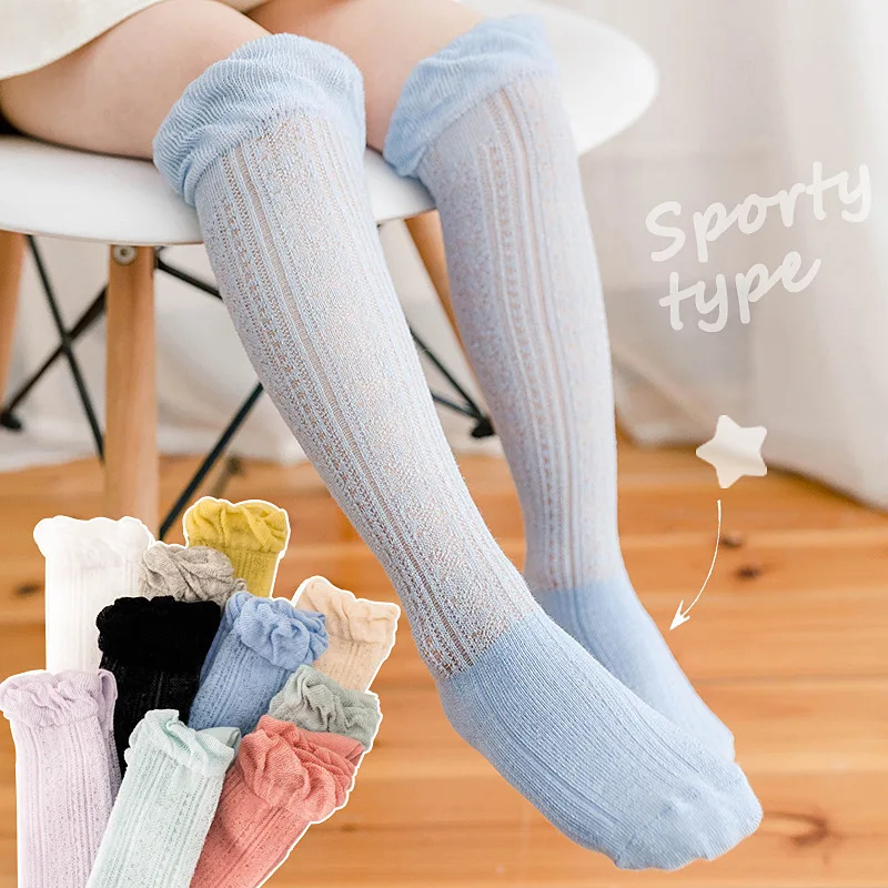 

Autumn summer thin children tube socks kids girls over the knee long socks cotton knit baby girl jacquard Mesh socks