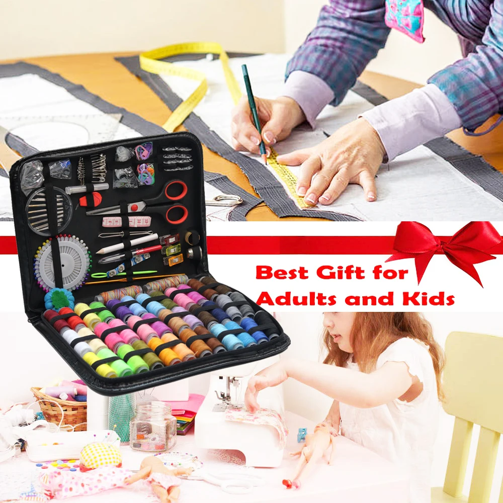 

183cs/Set Sewing Kit Accessories Travelling Quilting Stitching Embroidery Sewing Needle Craft Sewing Kits with Case Mom Gift