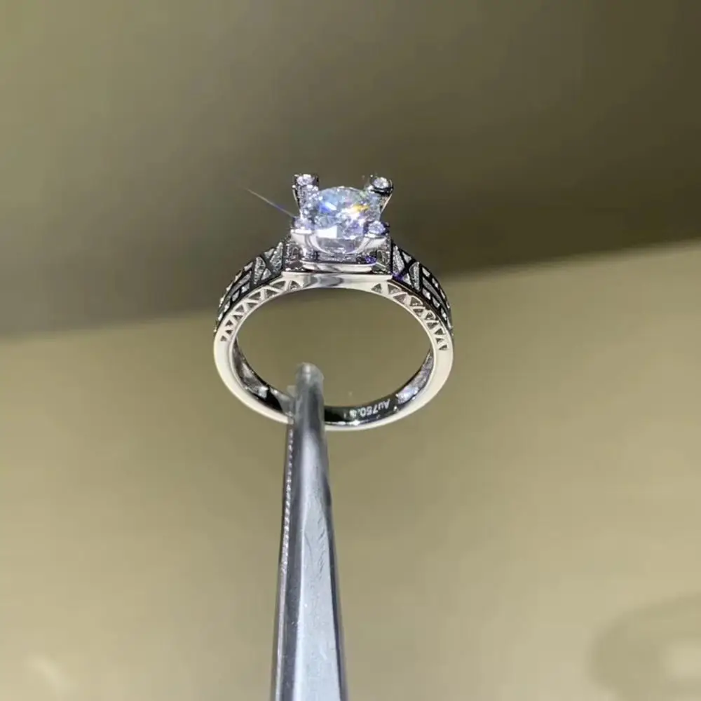 Круглое серебряное кольцо с муассанитом 1ct D VVS роскошное кольцо с муассанитом Weding для женщин