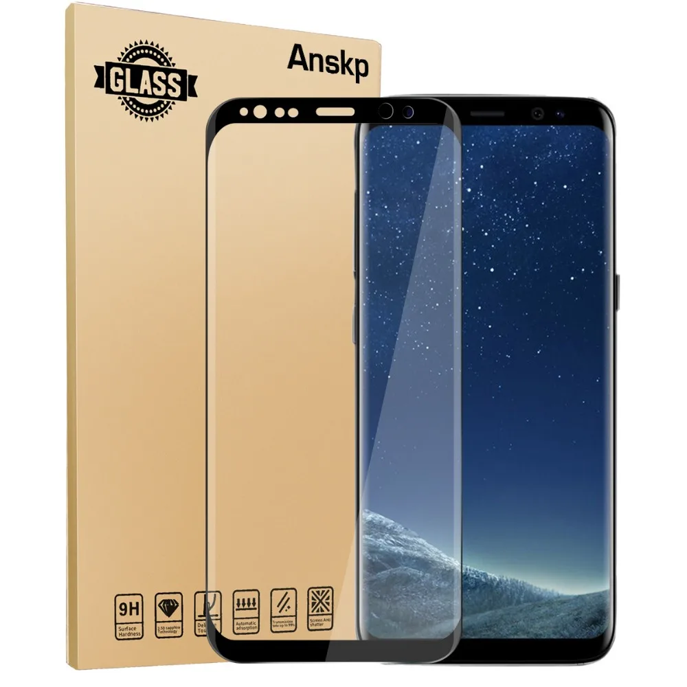 Znnco для Samsung Galaxy S8 Экран протектор 3D Изогнутые полное покрытие 9 H закаленное
