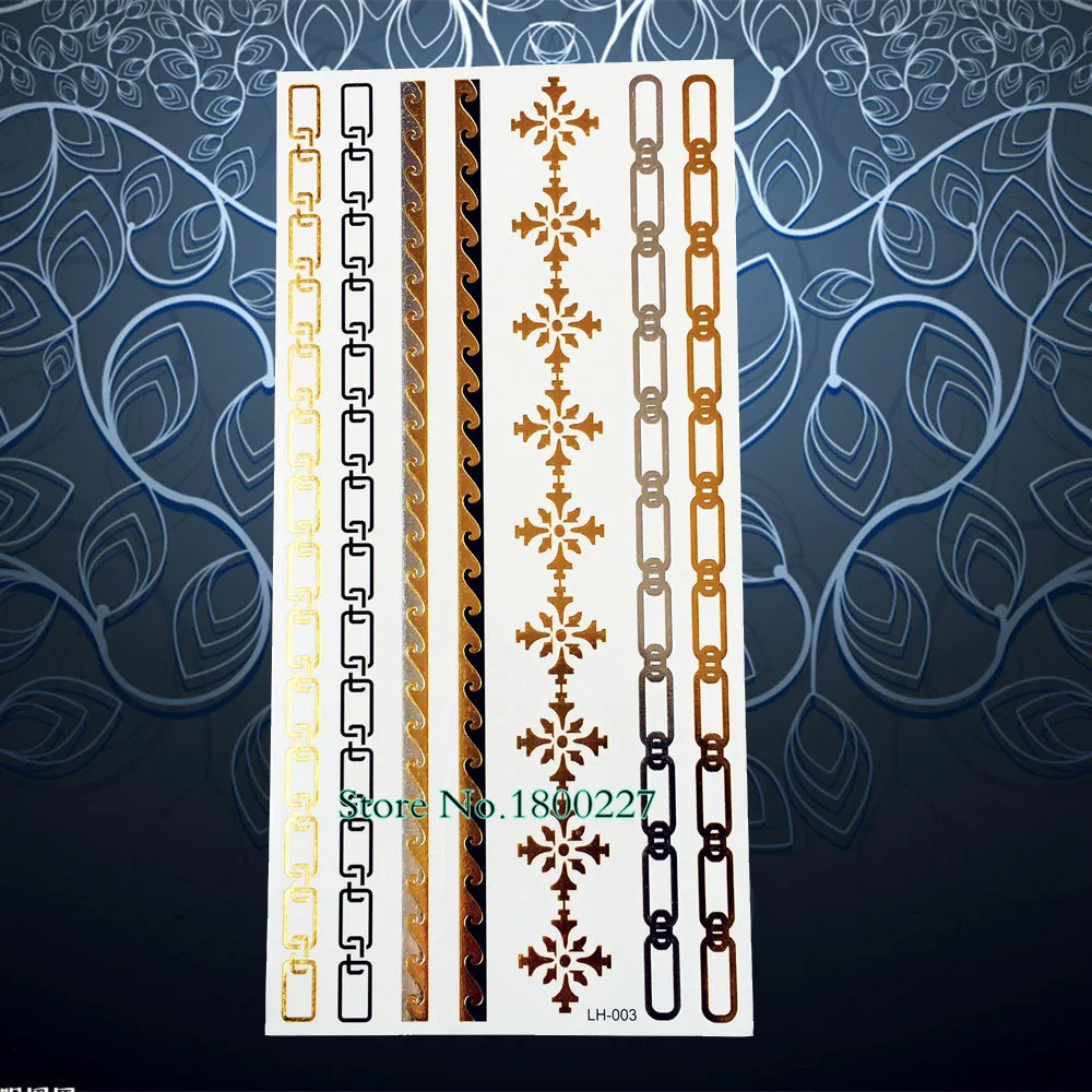 Хна Менди флэш водонепроницаемые золотые наклейки в виде татуировок женский