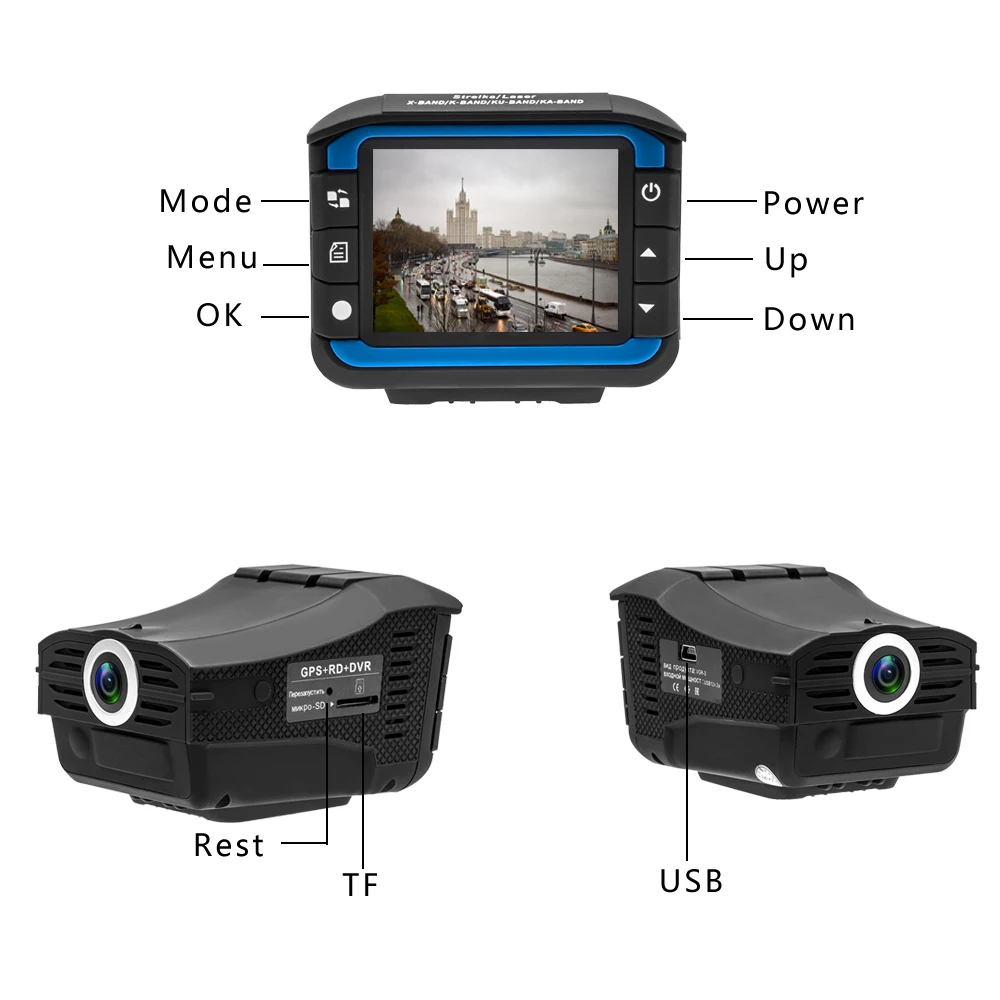 Podofo Автомобильный dvr 3 в 1 Радар-детектор автомобиля камера gps трекер русский Голос