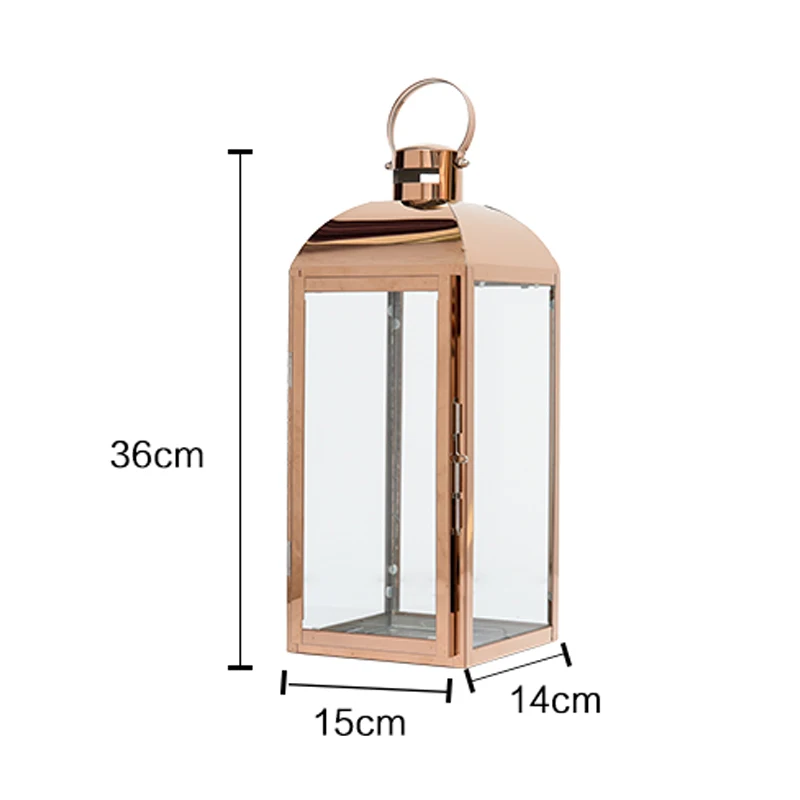 Rose Gold L Скандинавские металлические подсвечники свадебные украшения из кованого железа романтический подсвечник рождественские украшения фонарь домашний декор - Цвет: Rose Gold L