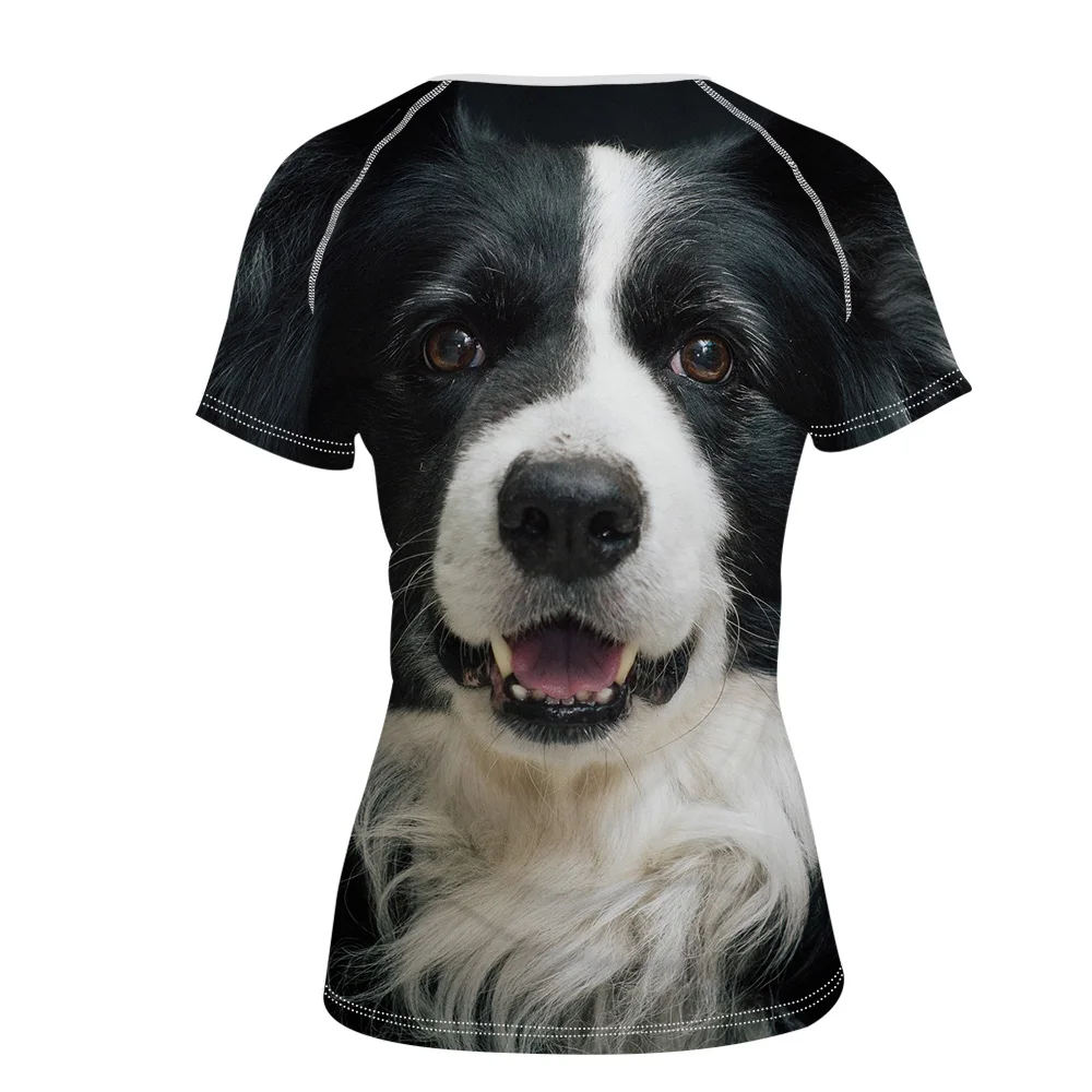 Футболка FORUDESIGNS Border Collie для женщин Повседневная Эластичная женская летняя