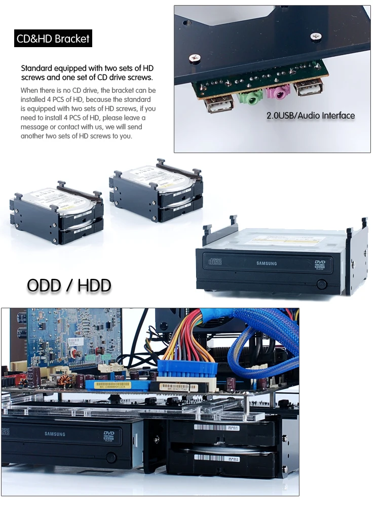 QDIY PC-D555X PC ATX персонализированный акриловый черный прозрачный чехол для компьютерной рамки