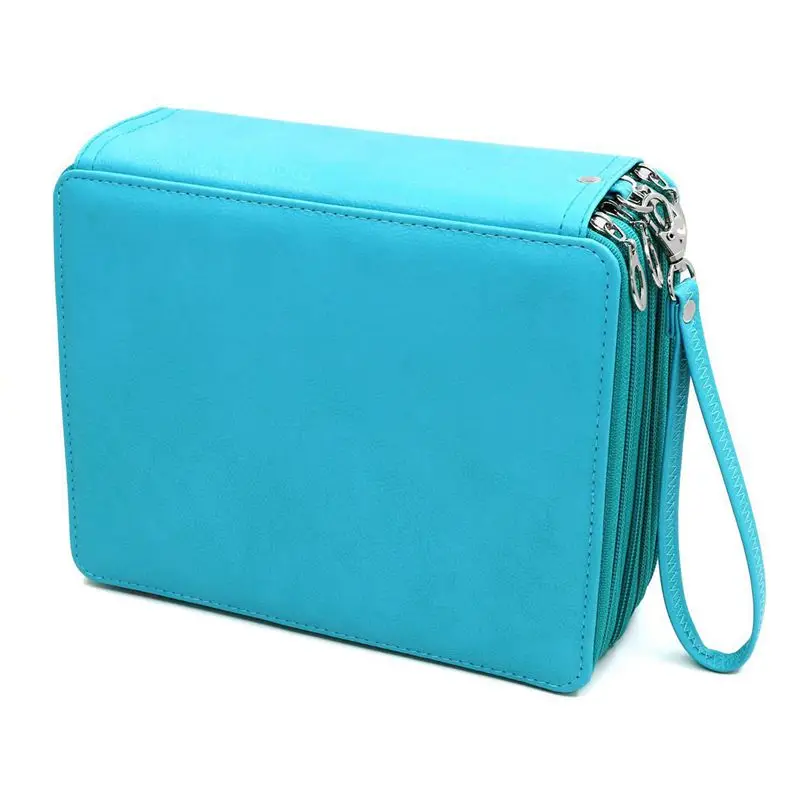 Green 168 Slots Super Large Capacity Pen Bag with Zipper Strap for Prismacolor Watercolor Pencils, Crayola Colored Pencils, Marco Pe - Цвет: Green