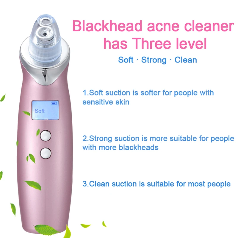 Facial Cleaning Beauty Cleaner Blackhead Remover Vacuum Comedo Suction Diamond Dermabrasion with LCD Display