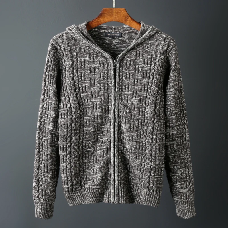 Мужской Повседневный Кардиган с капюшоном очень большой вязаный свитер в