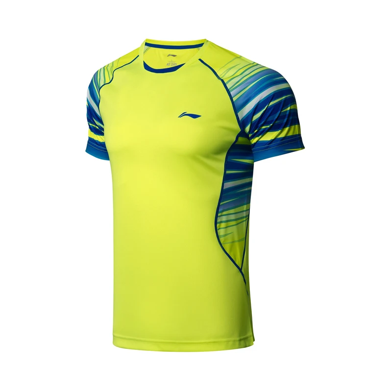 Li-Ning мужские футболки для бадминтона на сухой дышащей комфортной подкладке спортивные соревнования футболки топы футболки AAYN301 COND18